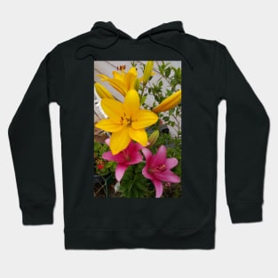 Yellow and Pink Lily Flowers Photo Hoodie